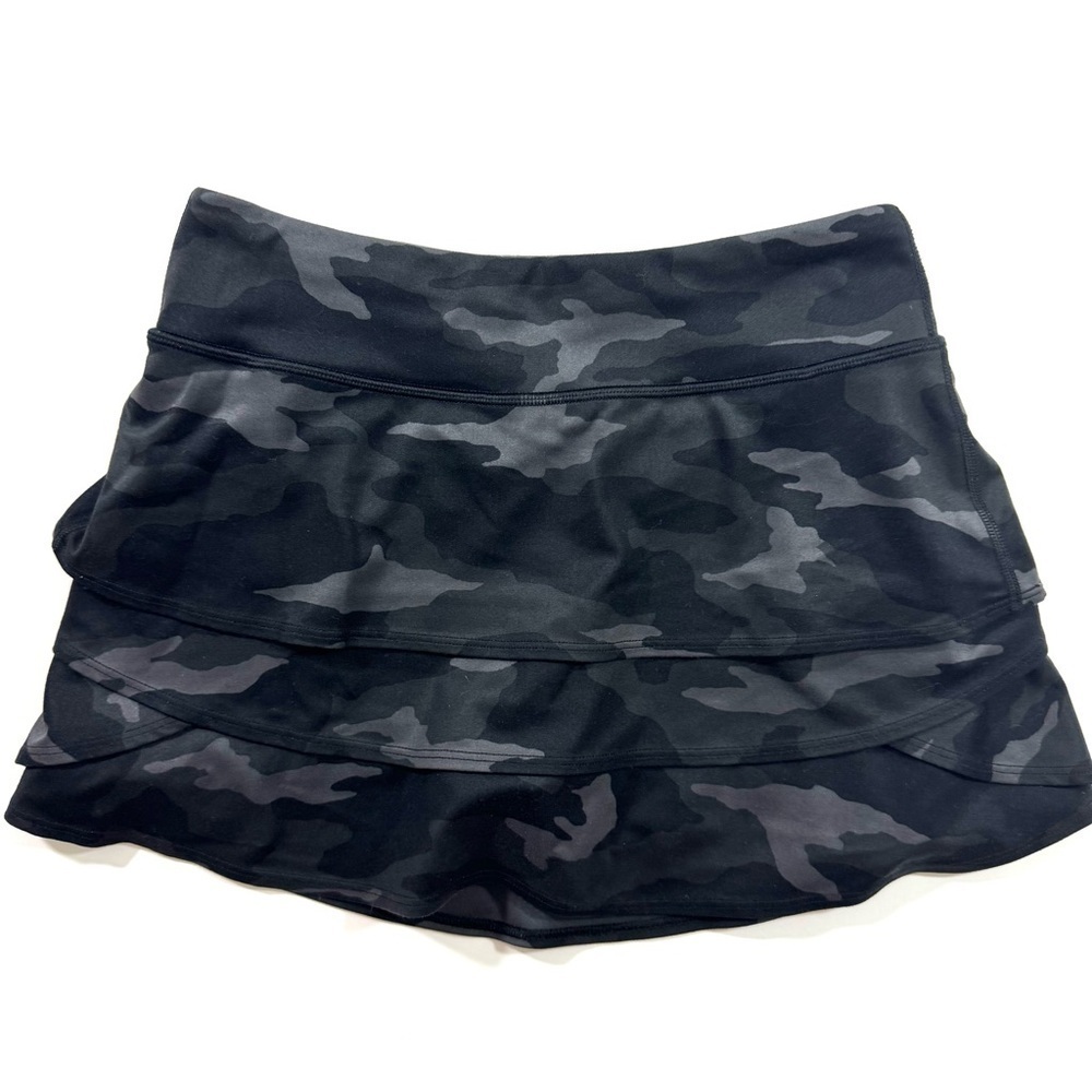 Athleta Girl Camo Lux Swing Skirt Skort Black Grey